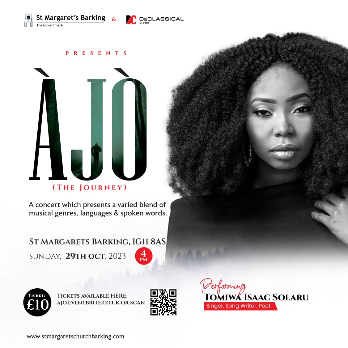 declassical's tweet photo. Unveiling the Artists for Ajo (The Journey).
Tomiwa Solaru - A Singer, songwriter, and poet will be performing at the Concert.
Venue- St Margarets Barking
Date - Sunday, 29th October, 2023
Time - 4 pm
Tickets at https://t.co/PdIGU3NIjg
#ajoconcert #declassical https://t.co/CHaRgGXTmH