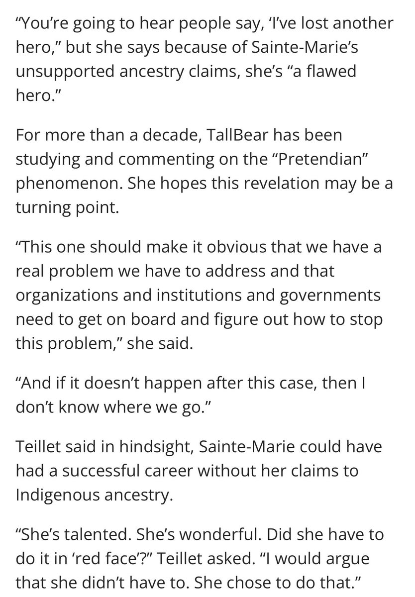 I know this is a painful &amp; difficult for so many people in the Indigenous community- especially those for whom Buffy is a family member, friend or role model - but if you’ve engaged with this story at all this week, I encourage you to read the full article.