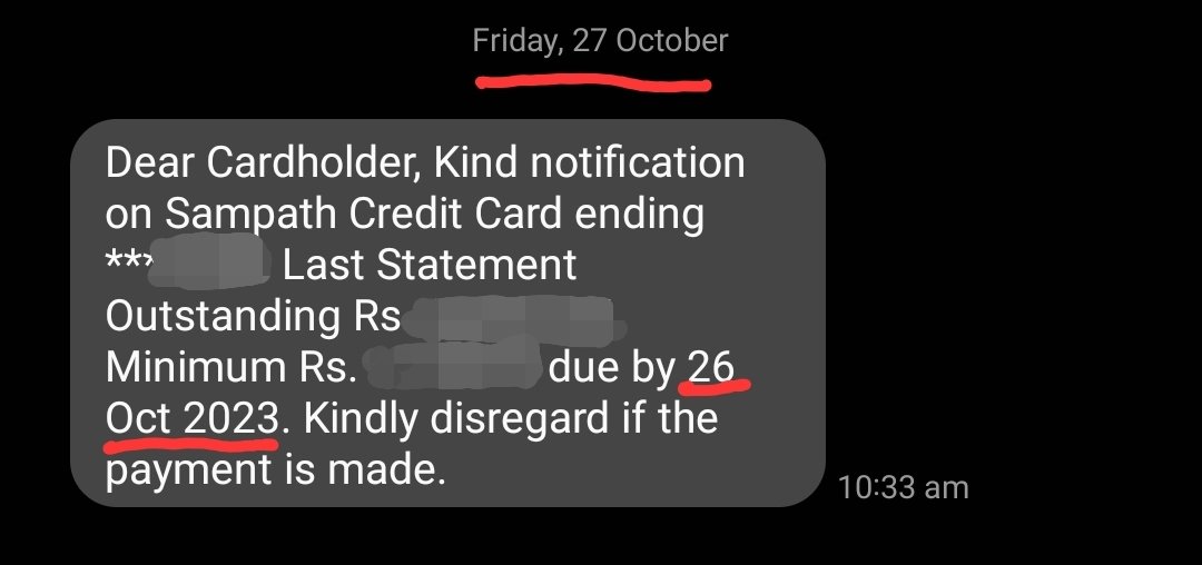 Thanks, <a href="/SampathBankPLC/">Sampath Bank</a>  Bank, for the reminder after the due date! 
 #BetterLateThanNever 🤦‍♂️