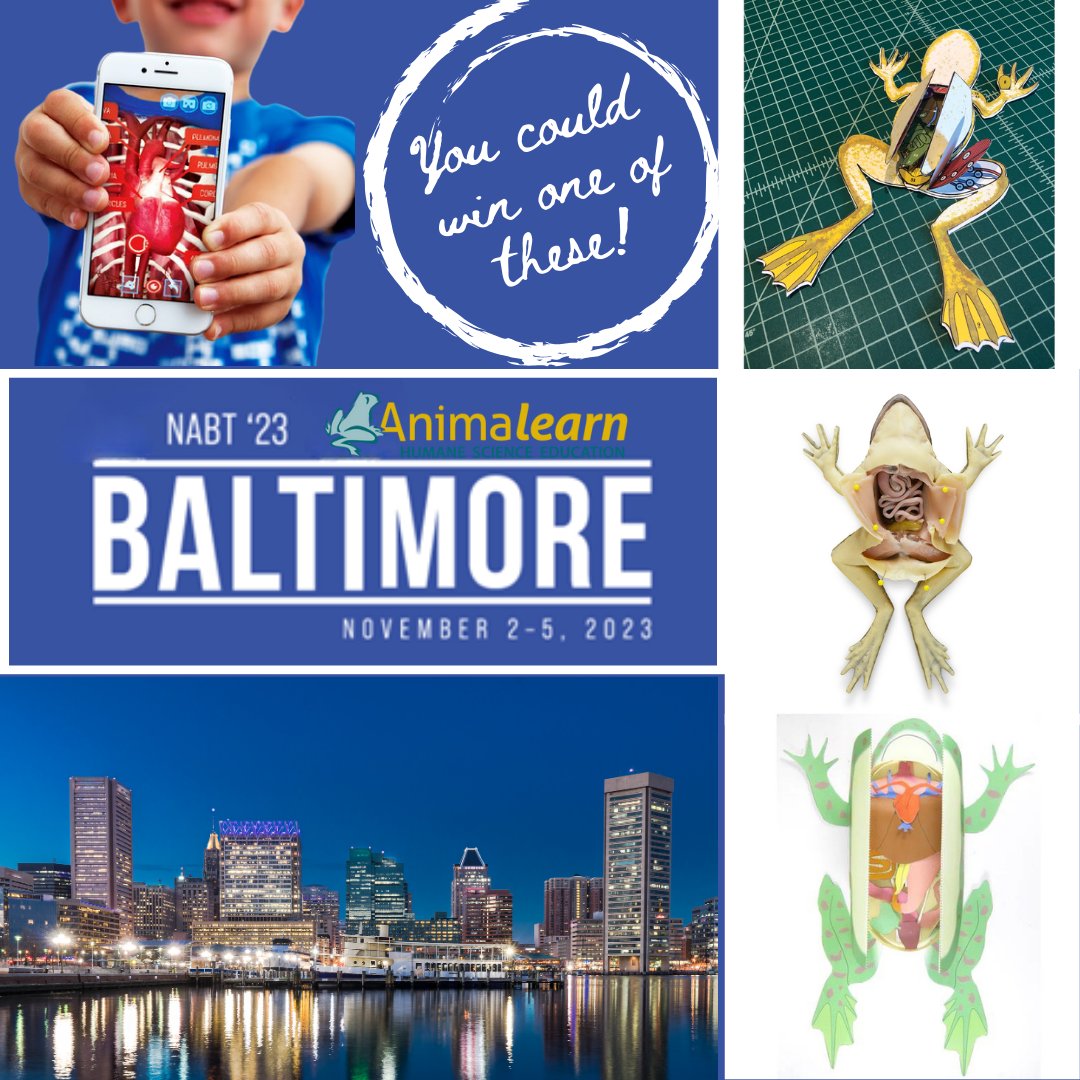 Visit us at Booth 304 Today & Tomorrow at #NABT2023 in #Baltimore for your chance to win one of our giveaways & more! #NABT23 #humanescience #humaneeducation #teachers #educators #scienceeducation #science #lifesciences #biology #scienceteachers #iteachscience #scienceeducators