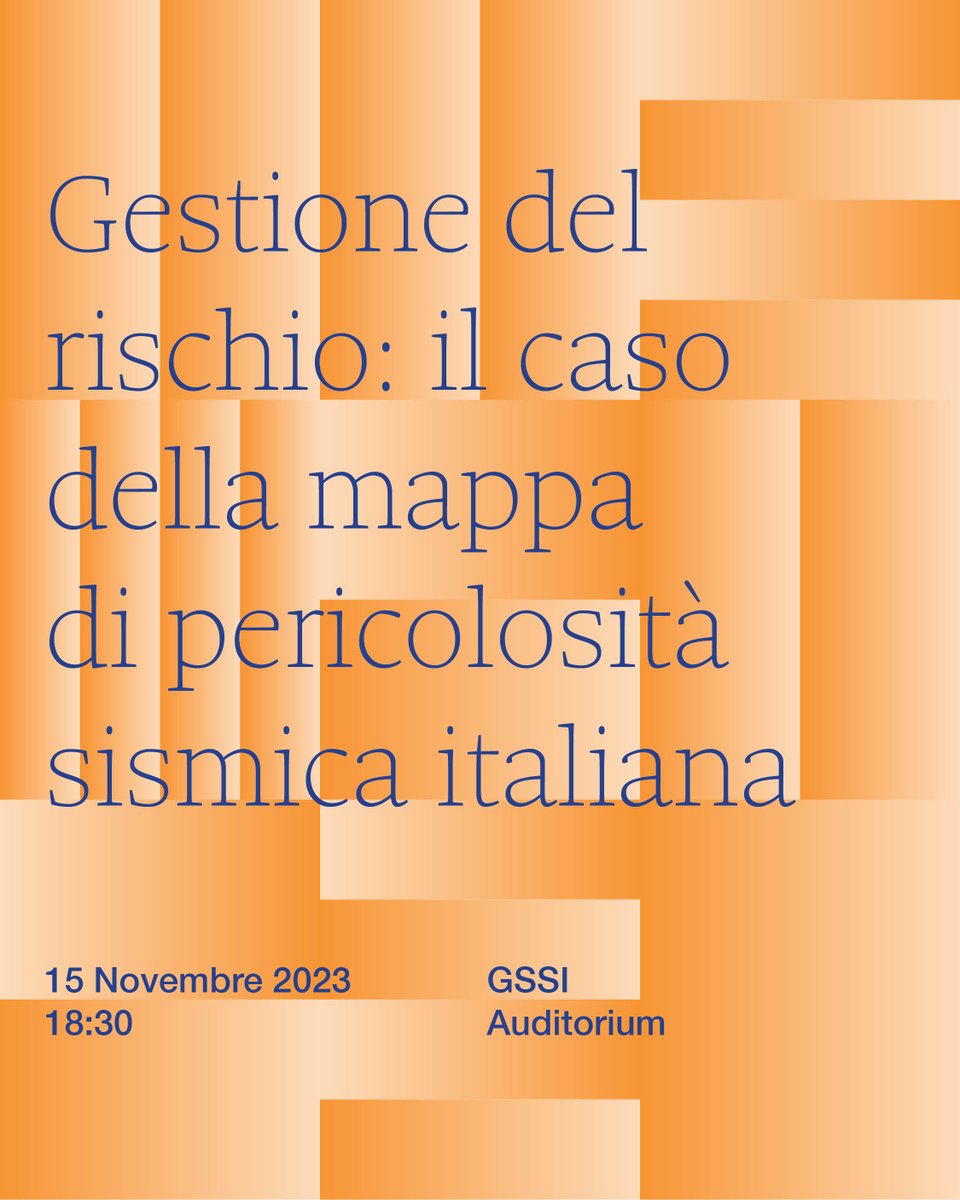 📌 15/11, 18.30, Auditorium GSSI

𝗚𝗲𝘀𝘁𝗶𝗼𝗻𝗲 𝗱𝗲𝗹 𝗿𝗶𝘀𝗰𝗵𝗶𝗼: 𝗶𝗹 𝗰𝗮𝘀𝗼 𝗱𝗲𝗹𝗹𝗮 𝗺𝗮𝗽𝗽𝗮 𝗱𝗶 𝗽𝗲𝗿𝗶𝗰𝗼𝗹𝗼𝘀𝗶𝘁𝗮̀ 𝘀𝗶𝘀𝗺𝗶𝗰𝗮 𝗶𝘁𝗮𝗹𝗶𝗮𝗻𝗮

Con Chiara Sabelli, giornalista scientifica

ℹ️gssi.it/seminars/semin…