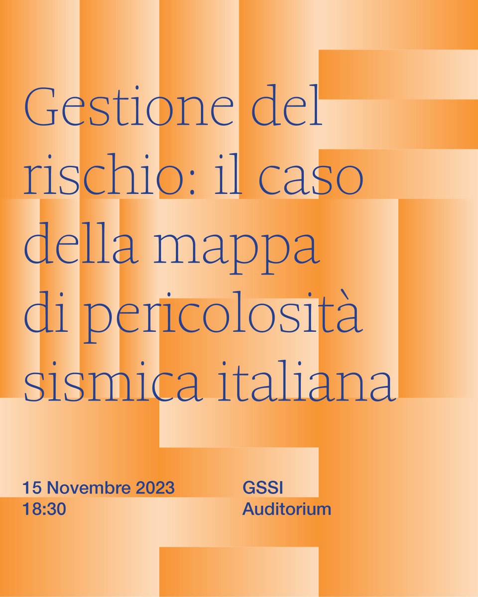 📌 15/11, 18.30, Auditorium GSSI 𝗚𝗲𝘀𝘁𝗶𝗼𝗻𝗲 𝗱𝗲𝗹 𝗿𝗶𝘀𝗰𝗵𝗶𝗼: 𝗶𝗹 𝗰𝗮𝘀𝗼 𝗱𝗲𝗹𝗹𝗮 𝗺𝗮𝗽𝗽𝗮 𝗱𝗶 𝗽𝗲𝗿𝗶𝗰𝗼𝗹𝗼𝘀𝗶𝘁𝗮̀ 𝘀𝗶𝘀𝗺𝗶𝗰𝗮 𝗶𝘁𝗮𝗹𝗶𝗮𝗻𝗮 Con Chiara Sabelli, giornalista scientifica ℹ️gssi.it/seminars/semin…