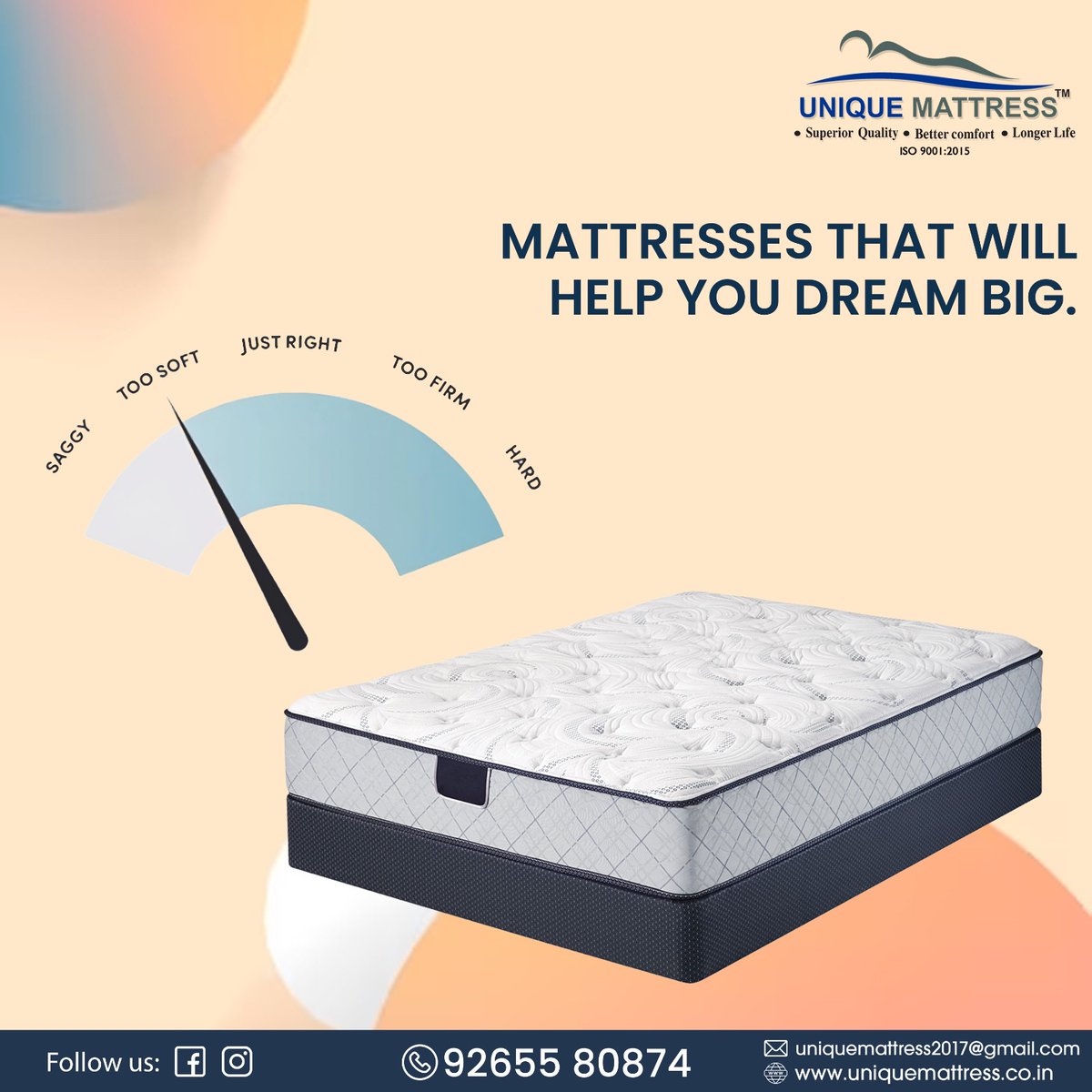 Comfortable mattress for your perfect bed.
Order now:-  092655 80874
.
.
.
#uniquemattress #mattress #interior #khushali #happineshome #softmattress #bed #bedroom #15years #bedmattress #bestoffersindia #rajkotinstagram #rajkot_igers #rajkotgujrat #bapunagar #gujarat #bestsleep