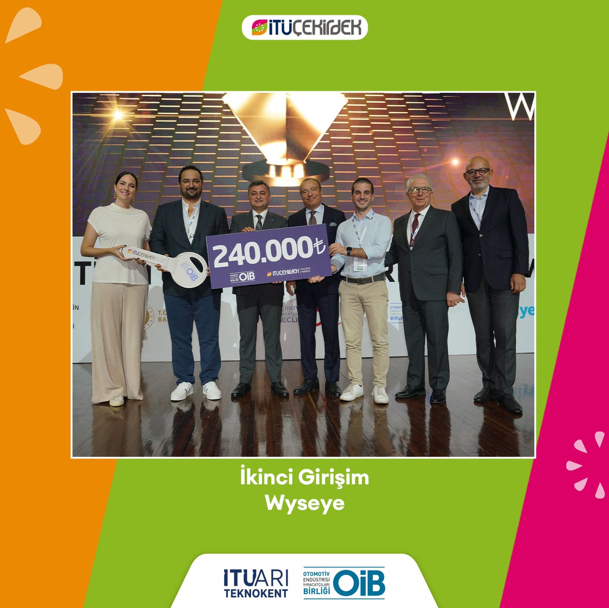 itucekirdek's tweet photo. 12. Otomotivin Geleceği Tasarım Yarışması’nın sonuçları belli oldu!

İTÜ Çekirdek iş birliği ile gerçekleştirilen finalde otomotiv ve mobilitenin geleceğini şekillendirecek olan girişimler, OİB'den 1,2M TL'lik nakit ödülün yanı sıra İTÜ Çekirdek'in de anahtarını alarak, hem İTÜ Çekirdek Kuluçka Programı’na hem de Big Bang 2023'e katılma hakkı kazandılar.

Değerli jüri üyelerinin oylarıyla kazananların belirlendiği yarışmada birincilik ödülünü @newkydigitalkey alırken, @wyseye girişimi ikinci, #DrivenAVS ise üçüncülük ödülünün sahibi oldu.

#ZGNOtonom dördüncü, #Sutech ise beşinci oldu.

Otomotiv İhracatçıları Birliği’nin İTÜ ARI Teknokent ile güçlü iş birliğinin bir göstergesi olarak otomotiv ve mobilite alanında İTÜ Çekirdek’te yetişen girişimler geleceği aydınlatmaya devam edecek. 🚙💚

#İTÜÇekirdek @oibkurumsal @ogty @ariteknokent @attiladikbas @arzueryilmaz12