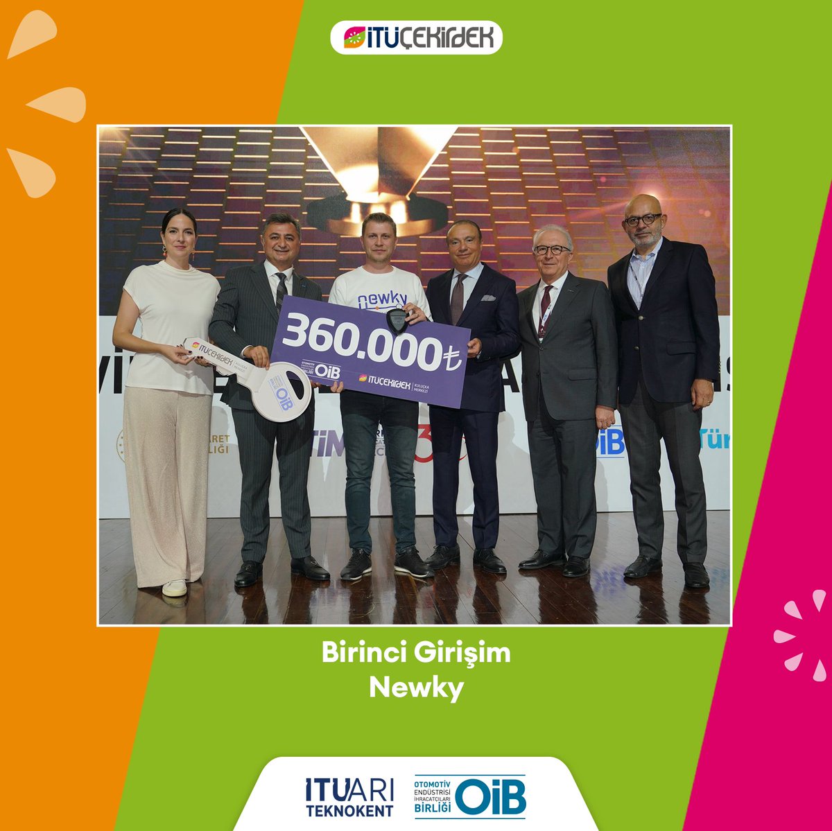 itucekirdek's tweet photo. 12. Otomotivin Geleceği Tasarım Yarışması’nın sonuçları belli oldu!

İTÜ Çekirdek iş birliği ile gerçekleştirilen finalde otomotiv ve mobilitenin geleceğini şekillendirecek olan girişimler, OİB'den 1,2M TL'lik nakit ödülün yanı sıra İTÜ Çekirdek'in de anahtarını alarak, hem İTÜ Çekirdek Kuluçka Programı’na hem de Big Bang 2023'e katılma hakkı kazandılar.

Değerli jüri üyelerinin oylarıyla kazananların belirlendiği yarışmada birincilik ödülünü @newkydigitalkey alırken, @wyseye girişimi ikinci, #DrivenAVS ise üçüncülük ödülünün sahibi oldu.

#ZGNOtonom dördüncü, #Sutech ise beşinci oldu.

Otomotiv İhracatçıları Birliği’nin İTÜ ARI Teknokent ile güçlü iş birliğinin bir göstergesi olarak otomotiv ve mobilite alanında İTÜ Çekirdek’te yetişen girişimler geleceği aydınlatmaya devam edecek. 🚙💚

#İTÜÇekirdek @oibkurumsal @ogty @ariteknokent @attiladikbas @arzueryilmaz12