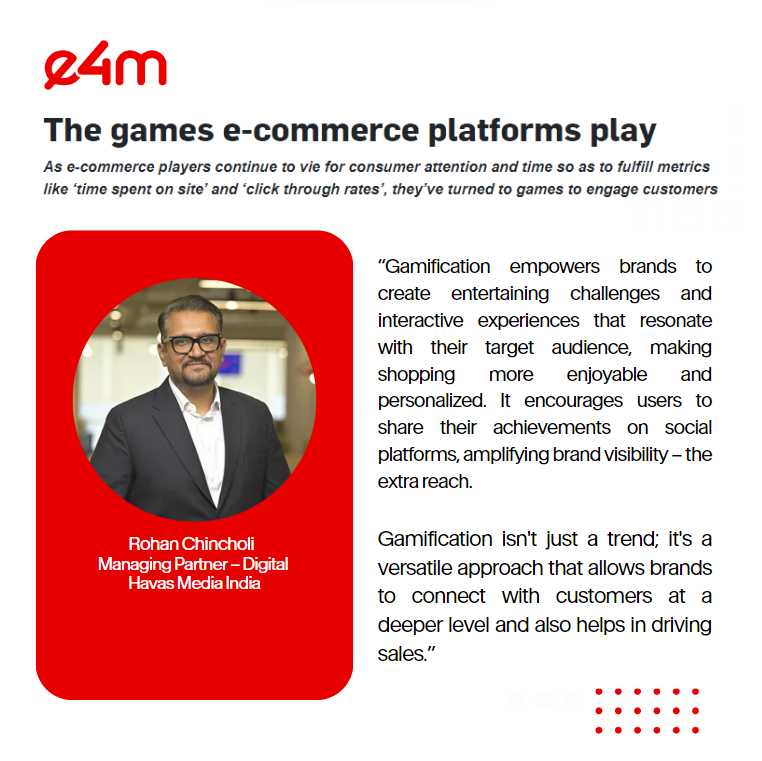 #Gamification strategies aid in amplifying brand visibility, asserts @IamCRK, Managing Partner – Digital #HavasMediaIndia. Read the @e4mtweets article for details 🔗 shorturl.at/gABH6 @Havas @HavasMediaGroup @HavasIND @PivotRoots #MeaningfulConversations #eCommerce