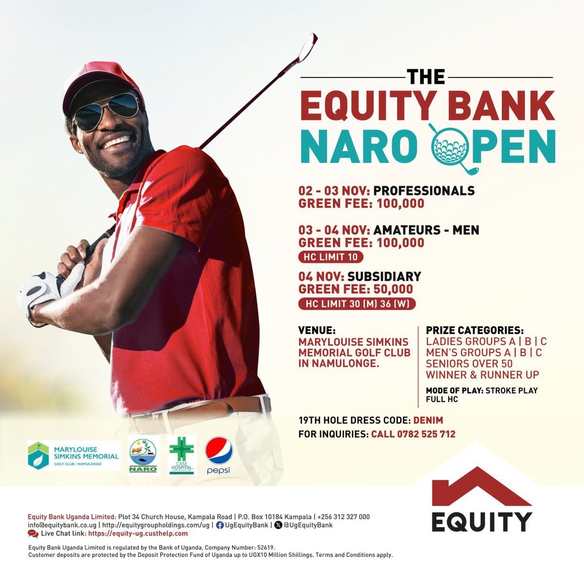 The #EquityNaroGolfOpen is back! 

Join us from 02nd- 04th November at the Marylouise Simkins Golf Club in Namulonge to find out who will swing their way to victory this year!
