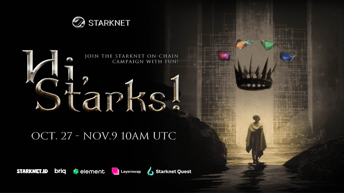 ⚔️Hi, Starks! 🔥Here comes the Starknet! We together with 3 popular projects, present you with this on-chain campaign with fun! A great chance to explore Starknet!🙌 👑Engage with these projects and stand a chance to win big prizes! ---ETH/Tokens/NFTs/Domains and more! 🎁🎁