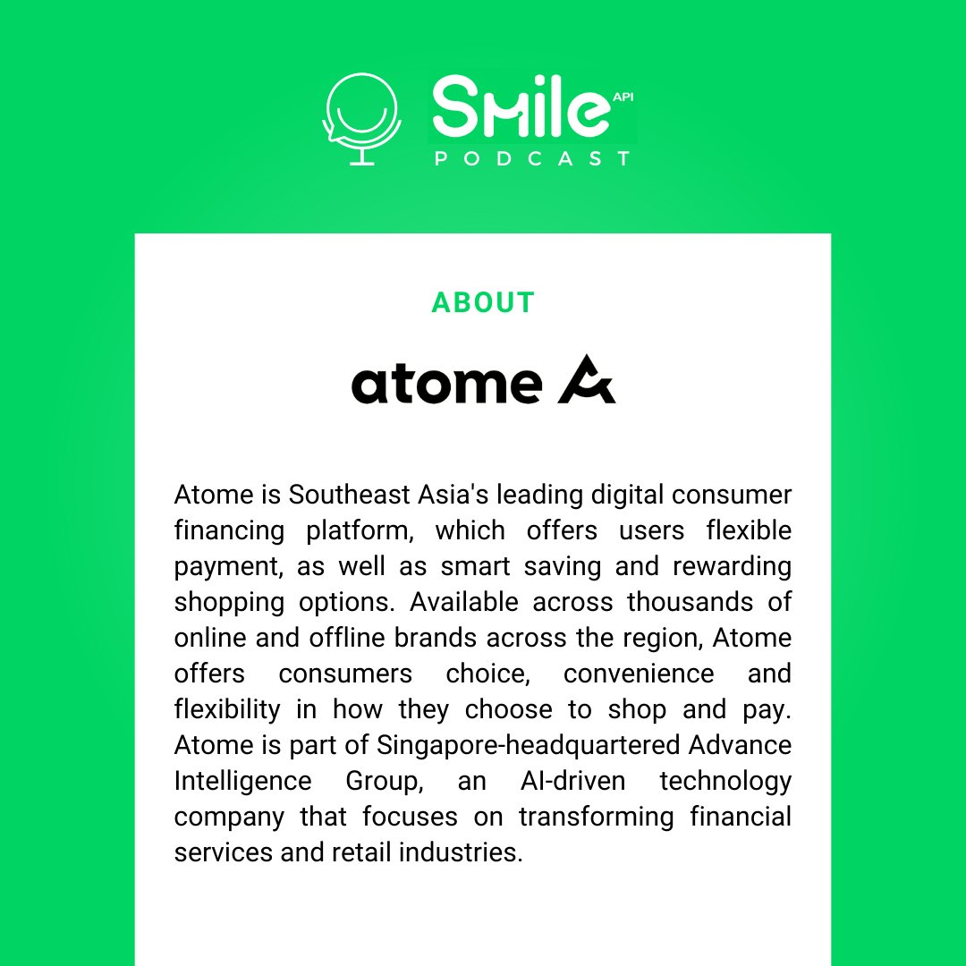 getsmileapi's tweet image. 4 DAYS TO GO! 📢

Just 4 days left until Xavier Peh talks about how Atome leverages AI to empower financial services and cater to evolving consumer needs. 🚀

Join us on #TheSmileAPIPodcast and be part of the conversation. Stay tuned! 🎧✨

#TheSmileAPIPodcast #FintechInsights