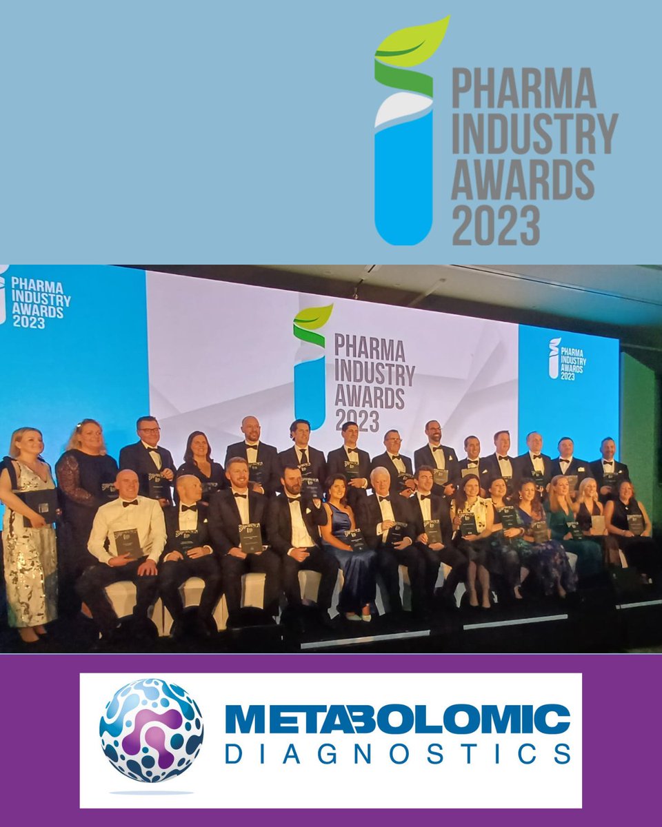 MetabDx's tweet photo. Last night was a truly remarkable evening for Metabolomic Diagnostics. We are thrilled to announce that we were honoured with not one, but TWO prestigious awards at the @PharmaAwardsIRL 2023 https://t.co/GjZLgTSsbD https://t.co/F9BFbBvP4b