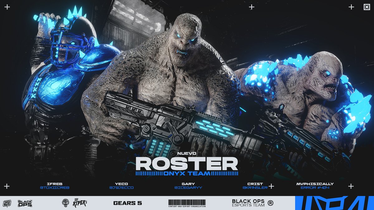 NeuralAeon's tweet photo. 💠Let's give a warm welcome to our new Gears 5 squadron, who will be representing us this season! Under the codename "Onyx Team", we introduce you to
🔹 @toxiicReb
🔹 @Kr1nsler
🔹 @IceGaryy
🔹 @J9JECC0
🔹 MVPhisically
#BlueEvolution #BOGears 🌀 https://t.co/n8iHs04QMC