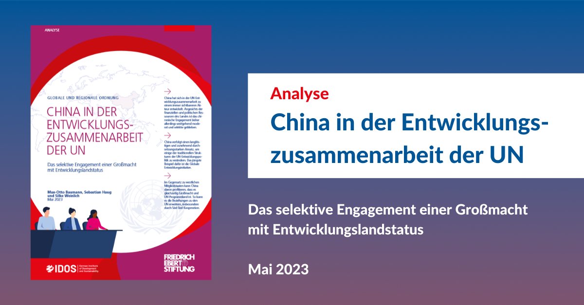Leitinitiativen, Führungsansätze, Normen und Bündnispolitik: Chinas Einfluss in der Entwicklungsarbeit der Vereinten Nationen wächst. Max-Otto Baumann, Sebastian Haug und Silke Weinlich arbeiten heraus, was das genau bedeutet. 1/4 🧵
fes.de/themenportal-d…