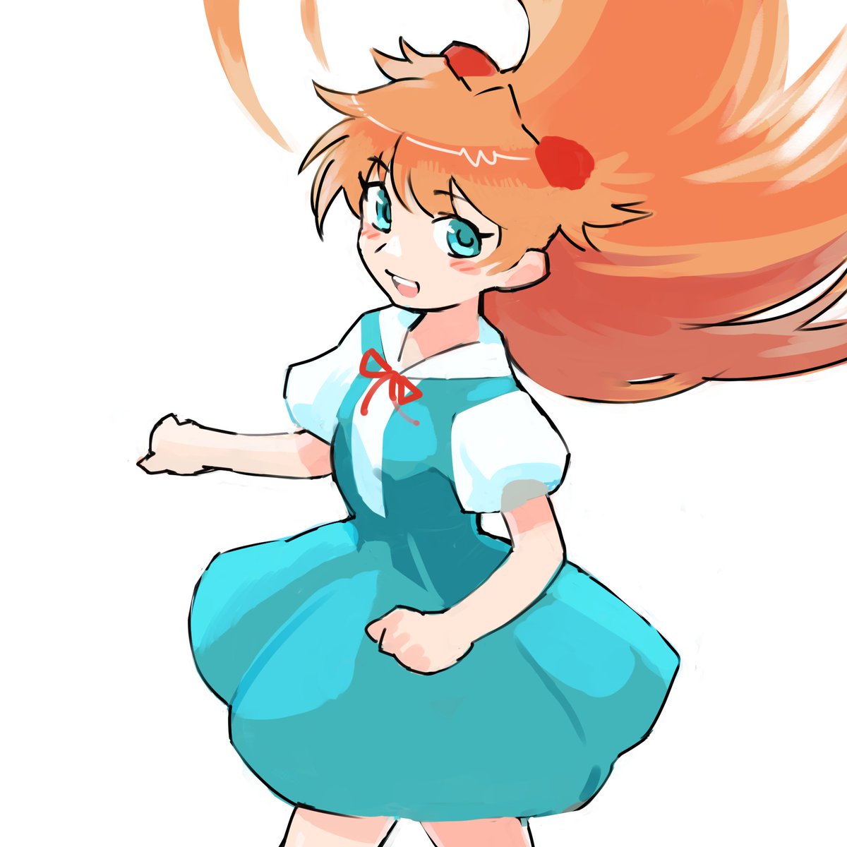 souryuu asuka langley 1girl solo long hair orange hair white background blue eyes tokyo-3 middle school uniform  illustration images