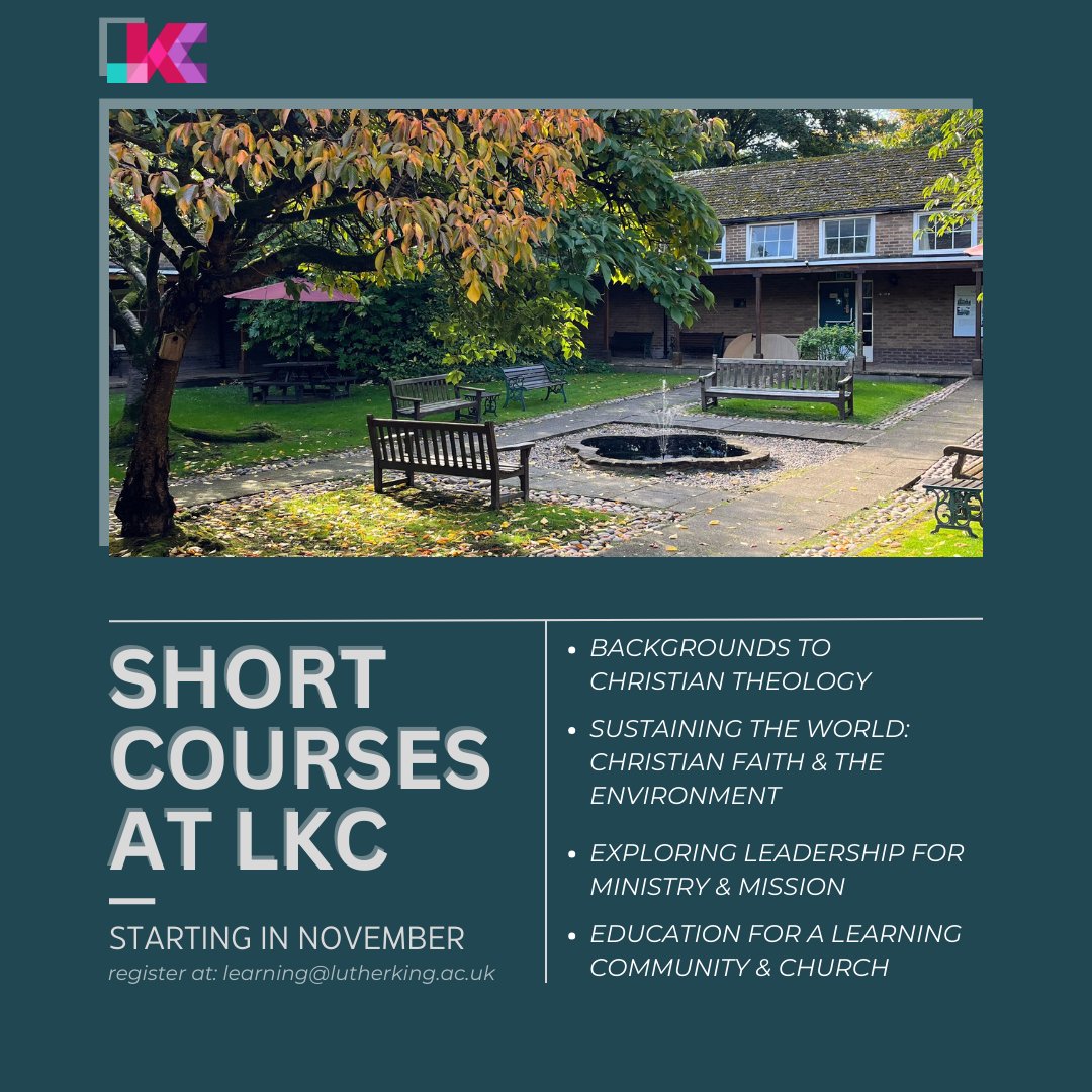 There's still time to sign up to our short courses which start in November! If you want to find out more about the courses we offer, whether for personal or professional development, you can find the full list on our website: lutherking.ac.uk/latest-news/20…