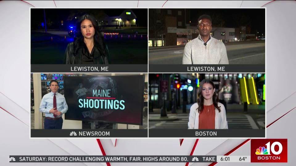 The search for the mass shooting suspect in Maine continues.

Live team coverage now on <a href="/NBC10Boston/">NBC10 Boston</a>.

Watch here: nbc10boston.com/live