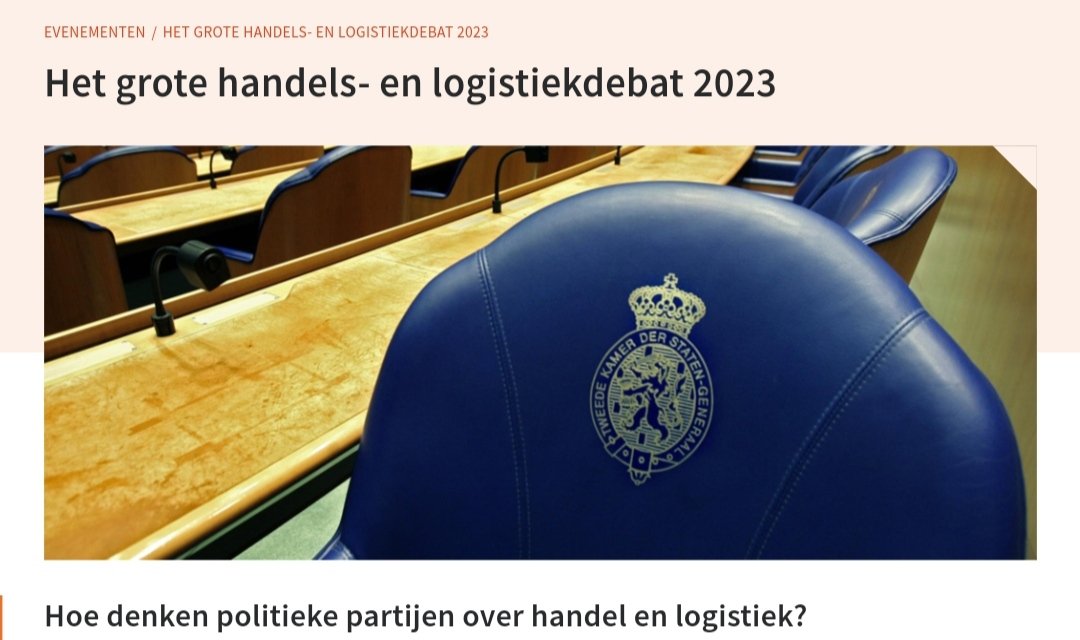 Vrijdag 3 november het grote handels- en logistiek debat bij <a href="/evofenedex/">evofenedex</a>.

Kandidaten van VVD, CDA, GL/PvdA, D66 en BBB gaan in debat over themas als verduurzamen van de logistiek, eerlijke handel en digitalisering.

Meld je ook aan en volg het debat: evofenedex.nl/evenementen/he…