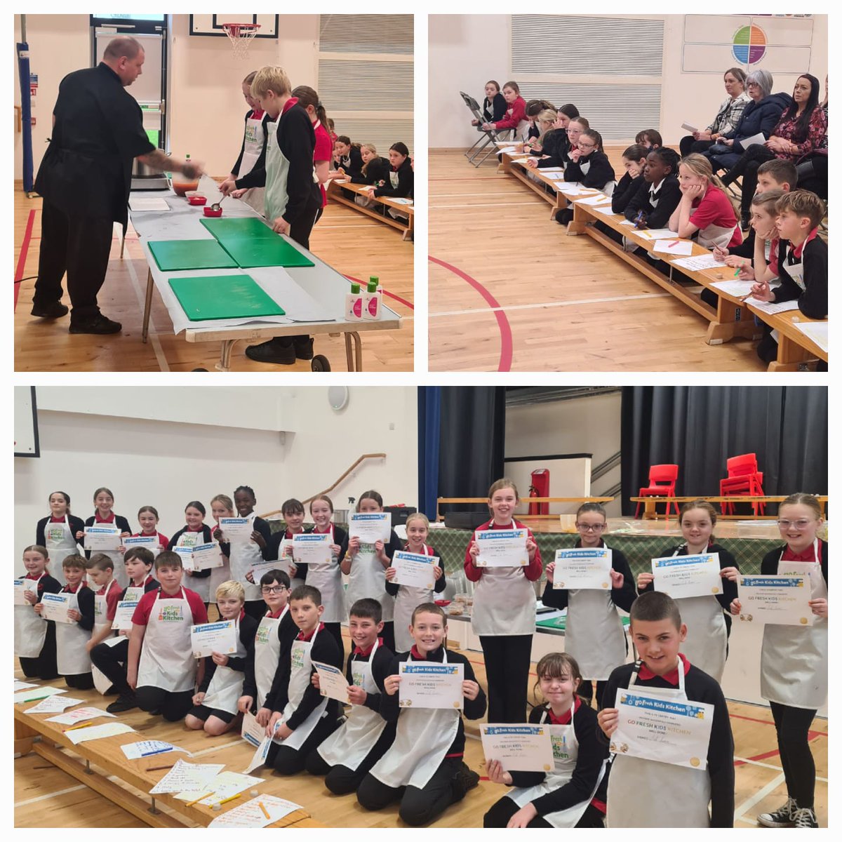 LanarkPrimary's tweet photo. Room 10 loved their final Kids Kitchen workshop with @ChefRobert_S. They made a spicy pasta dish to share with their families and demonstrated their learning in the Parents Vs Kids Quiz. Thank you to @ChefRobert_S and all of our grown up visitors too! https://t.co/OO2imEGRR1