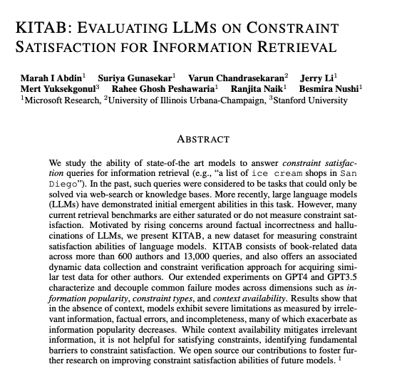 WiMLDS_Paris's tweet image. [#FridayWiMLDSPaper 📜curated by
@JulietteBgl ] &quot;KITAB: Evaluating LLMs on Constraint Satisfaction for Information Retrieval&quot; written by many wonderful contributors like @suriyagnskr @besanushi and linkedin.com/in/marah-abdin/ arxiv.org/abs/2310.15511