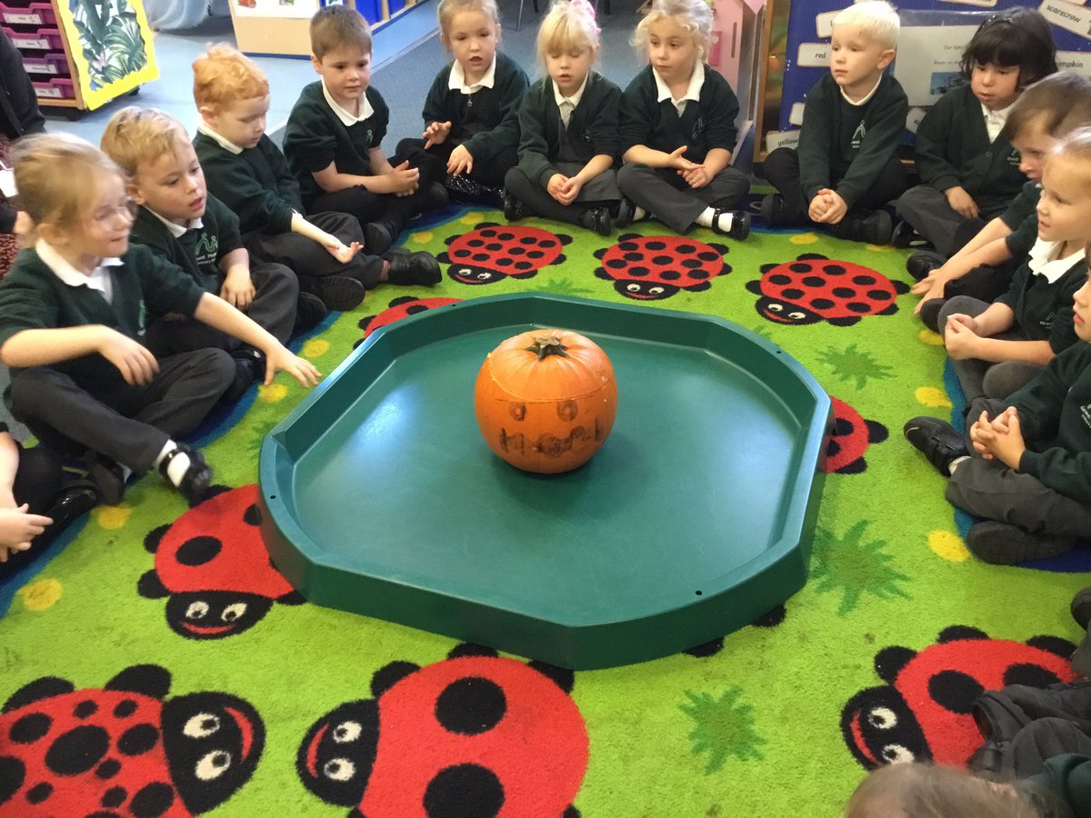 G_M_P_SRRDRCH's tweet photo. Scooping out the middle of our 🎃 and learning the signs for ‘wet’ and ‘dry’. I wonder how many seeds are inside? https://t.co/uhhAa3PQTY