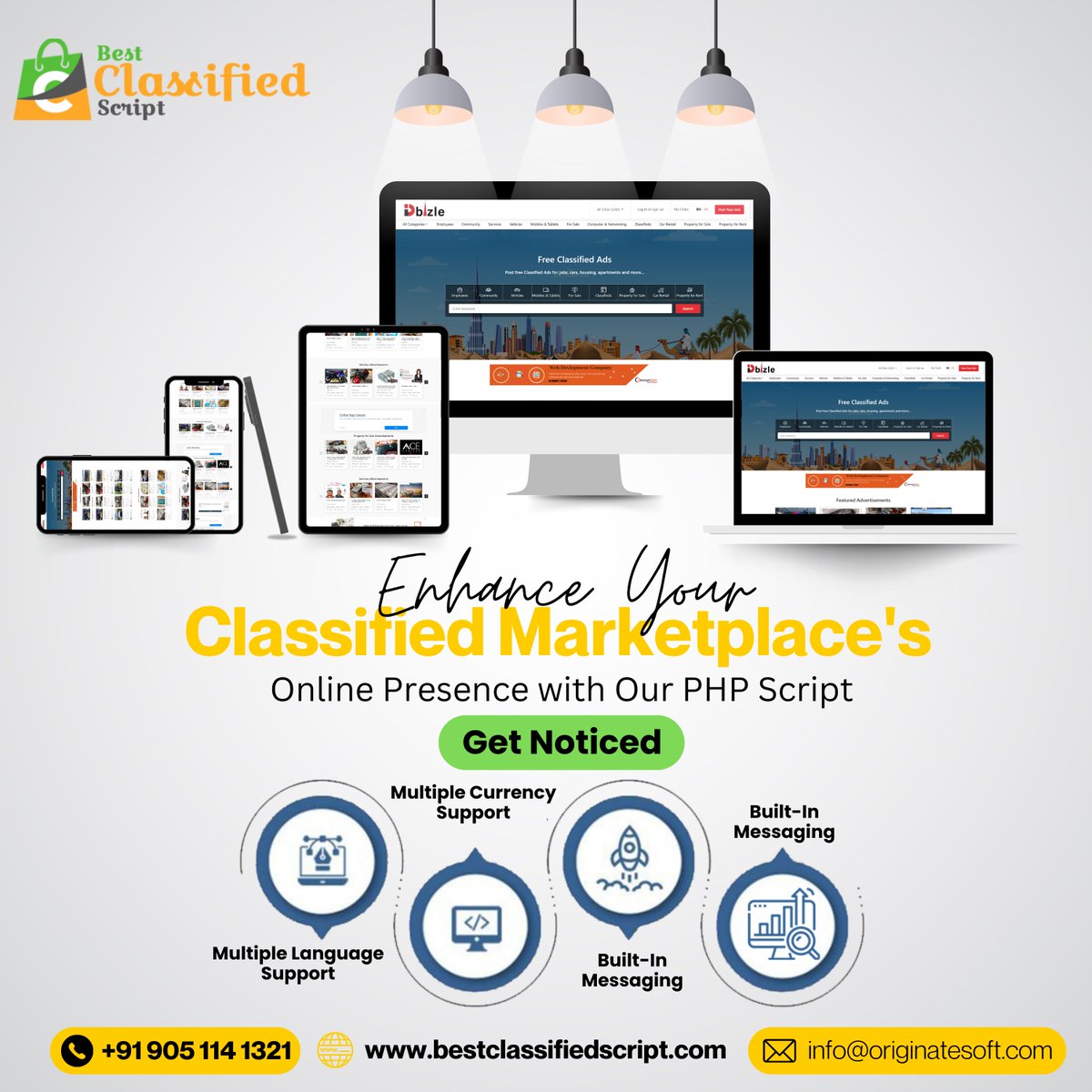 buyclassified's tweet image. Looking to make your #classifiedmarketplace shine? 

Our powerful #PHPscript is here to help you do just that!

With advanced features &amp;amp; customization options, you can enhance user experience and attract more visitors. Get it today.

☎️ +91 90511 41321
🌐 bestclassifiedscript.com