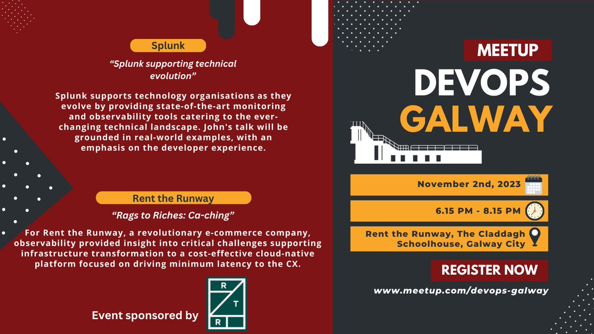Join us for our final DevOps Meetup of the year 
RSVP: -&gt; 🎟️ meetup.com/devops-galway/…

#devops #devopsgalway #splunk #renttherunway