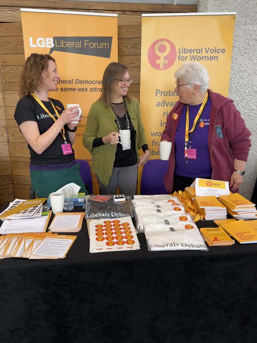 Feel free to come and have a chat with us at <a href="/AllianceLGB/">LGB Alliance</a> conference #LGBAlliance2023. As ever here with our friends at <a href="/LibVoice4Women/">Liberal Voice for Women</a>. We’ll nab more LGB Liberal Forum members for photos later. They’re too busy signing people up over the coffee break 😊