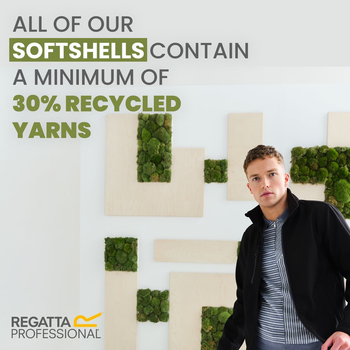 All of our softshells contain a minimum of 30% recycled yarns ♻️

To learn more about sustainability at Regatta visit ow.ly/B94Z50PRNVE