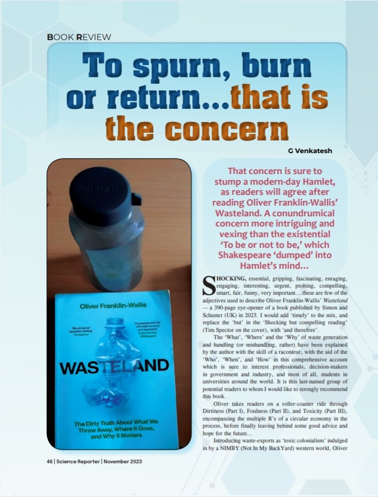 A report on the hundred years of @BITMKolkata, interesting overview of 3D Printing & review of a book 'Wasteland', published in the November issue of @ScienceReporte1. @CSIR_NIScPR