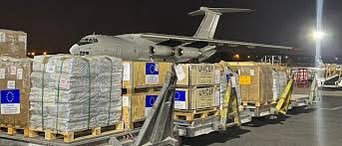 6 new humanitarian air bridge flights ✈️ coordinated by #EU 🇪🇺 for Gaza ❗️ 1st from Copenhagen today with over 50 tonnes of essential supplies from @UNICEF