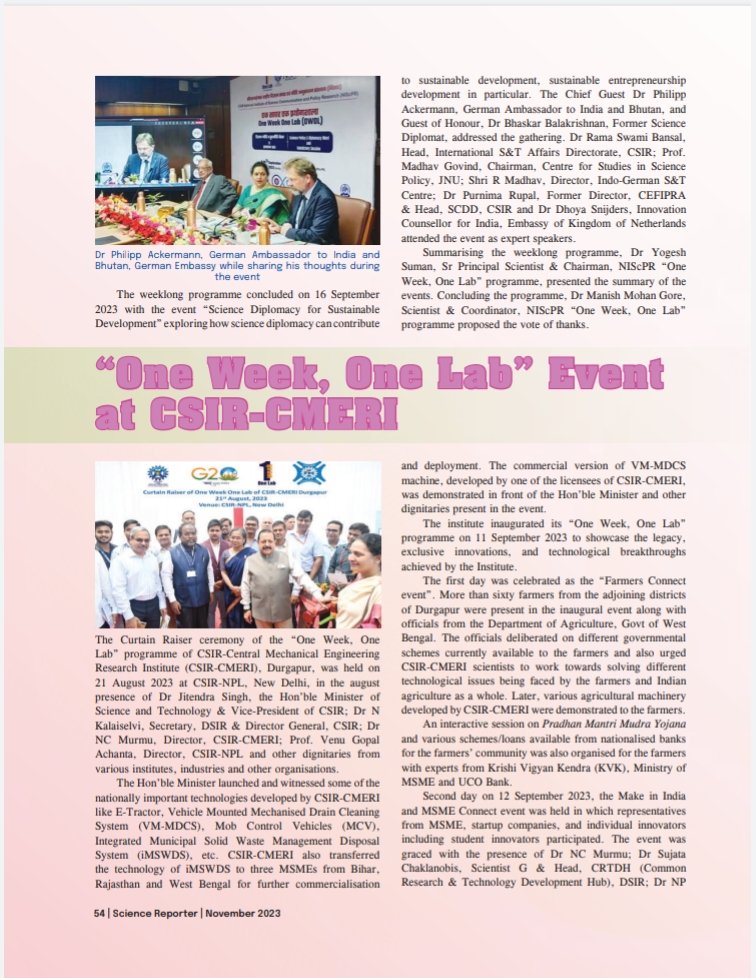 Reports on the mass outreach programs of @CSIR_IND conducted at @CIMFR_CSIR, @CSIR_NIScPR & @CSIR_CMERI in the November issue of @ScienceReporte1.