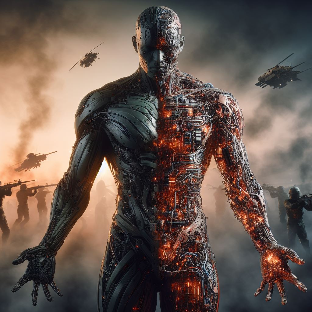 VarunChhangani's tweet image. “Future belongs to man-machine hybrids? 

Will there be a robot-human war? 

We investigate with AI. Embrace the blend of biology &amp;amp; tech. 

Harmony, not conflict, will define our future.

 #AI #FutureTech #ManAndMachine #HarmonyNotWar #AIArtwork #aiartdaily #creativity #creation