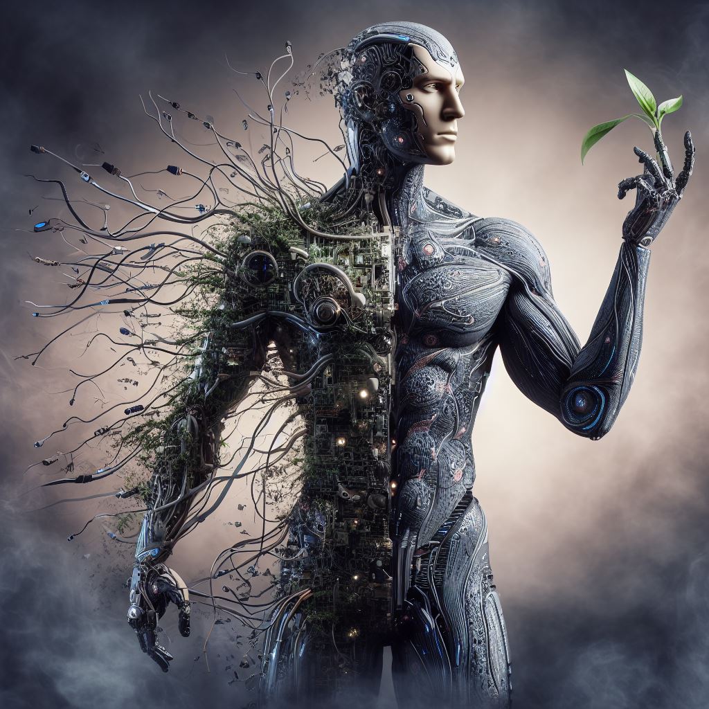 VarunChhangani's tweet image. “Future belongs to man-machine hybrids? 

Will there be a robot-human war? 

We investigate with AI. Embrace the blend of biology &amp;amp; tech. 

Harmony, not conflict, will define our future.

 #AI #FutureTech #ManAndMachine #HarmonyNotWar #AIArtwork #aiartdaily #creativity #creation