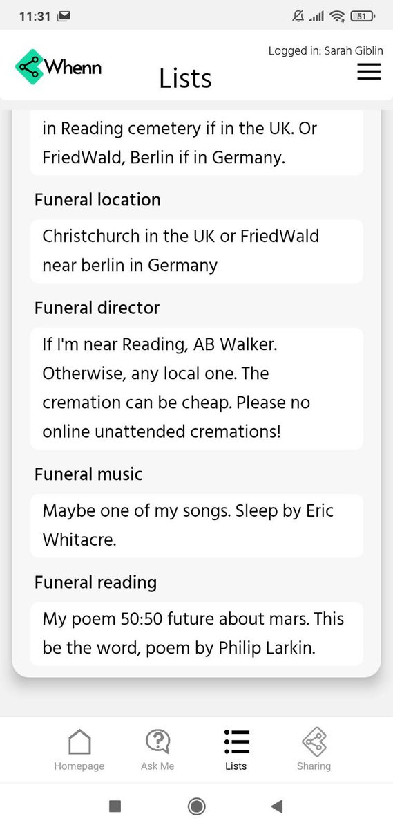 One of my favourite parts of <a href="/WhennApp/">Whenn</a> is updating my #funeral preferences. Whenever I'm inspired by hearing about a particularly amazing funeral/cremation/ritual idea, I talk about whether we think it would actually work with my partner and add it to Whenn.