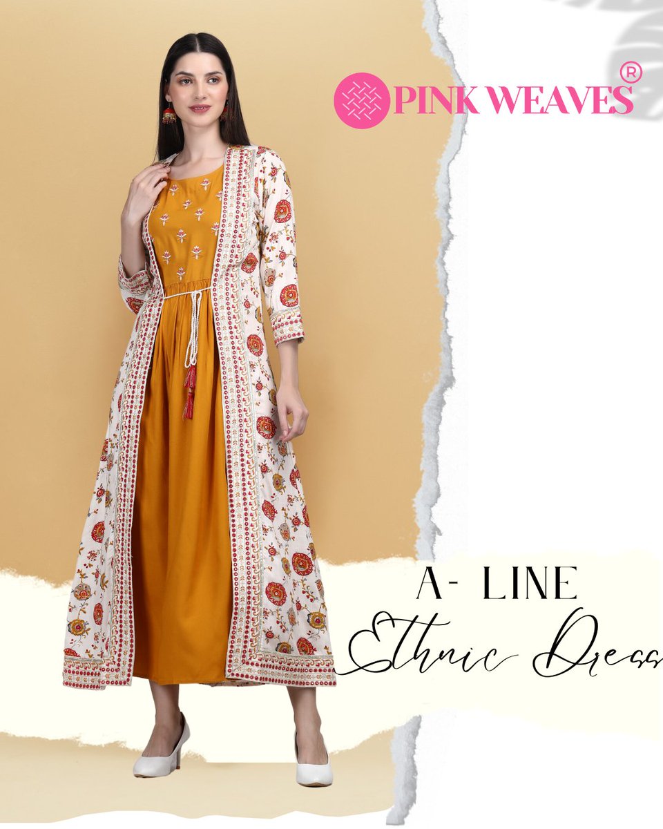 Introducing our Embroidered Double Layered Ethnic Dress.
-Embroidered &amp; mirror worked Jacket with Dori for tie-ups.

Please DM us for more details

#pinkweaves #pinkweavesapparels #clothing #clothingbrand #ethnic #ethnicdress