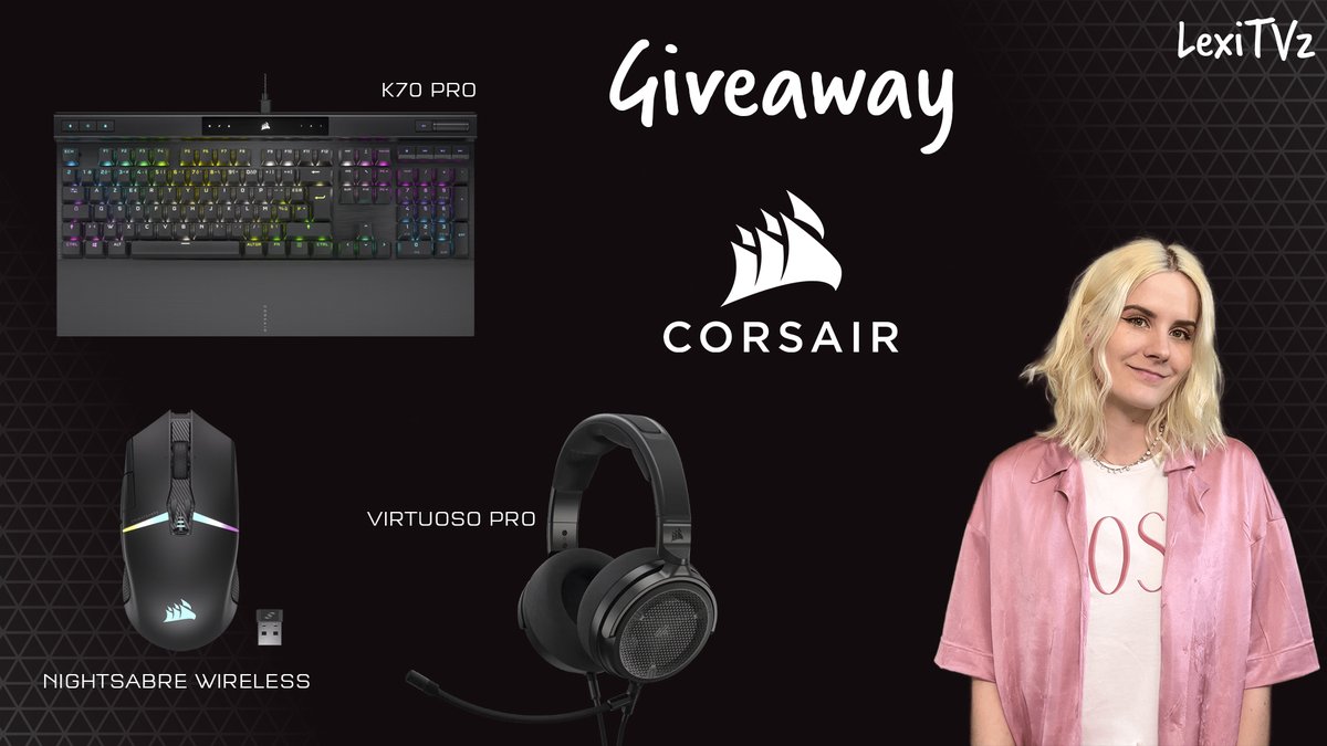 LexiTVz's tweet image. Pour célébrer mon nouveau partenariat avec @CORSAIRFRA on vous fait win le clavier K70 PRO, la souris NIGHTSABRE &amp;amp; le casque VIRTUOSO PRO ✨

Pour participer :
- Follow @LexiTVz et @CORSAIRFRA ✅
- RT et like le post 
- Tag 2 personnes  

Tirage au sort le 10/11 ⏰

#publicite