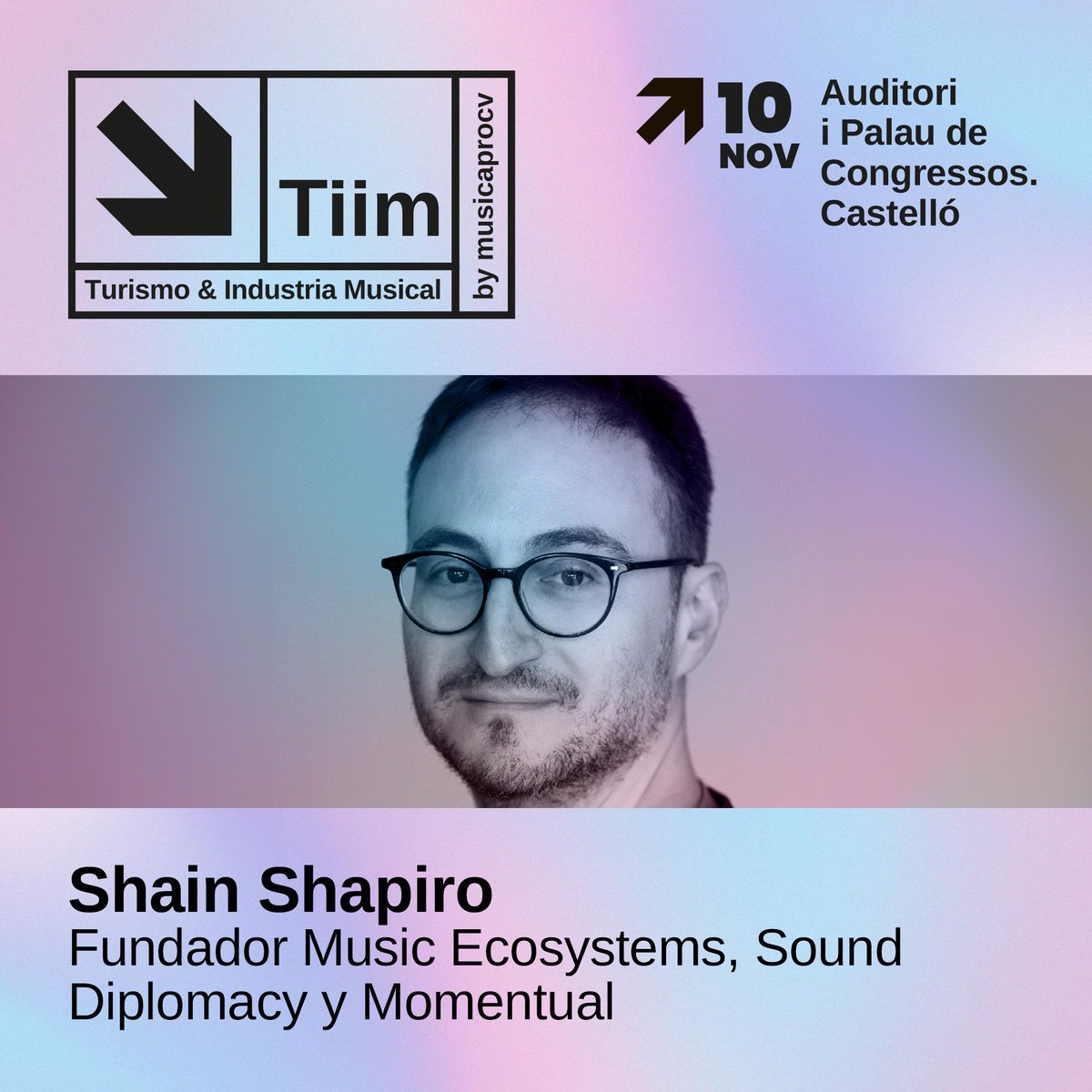 ↘️ Desde las Jornadas Tiim, tenemos el placer de presentaros a Shain Shapiro, fundador de Sound Diplomacy, que será el encargado de inaugurar la segunda entrega de las V #JornadasTiim que tendrá lugar el próximo viernes 10 de noviembre en la @FiraTroVAM