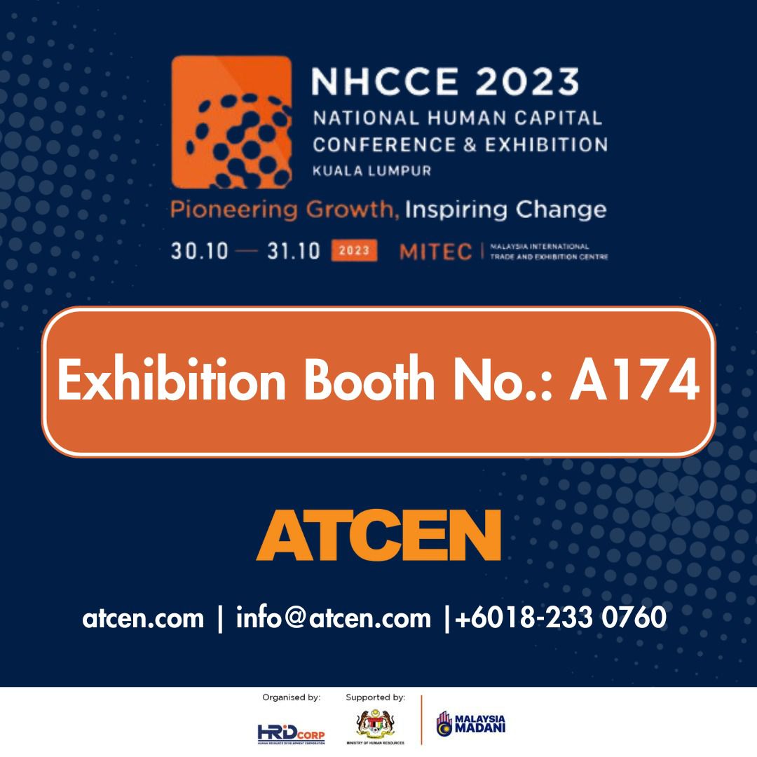 ATCEN's tweet photo. We are excited to announce that we will be taking part as Exhibitor in the National Human Capital Conference &amp; Exhibition (NHCCE) 2023 this coming 30-31 October at MITEC Kuala Lumpur! 

Find ATCEN at the exhibition area (Booth A174) where we will showcase our services and product https://t.co/ezkP0ozN0l