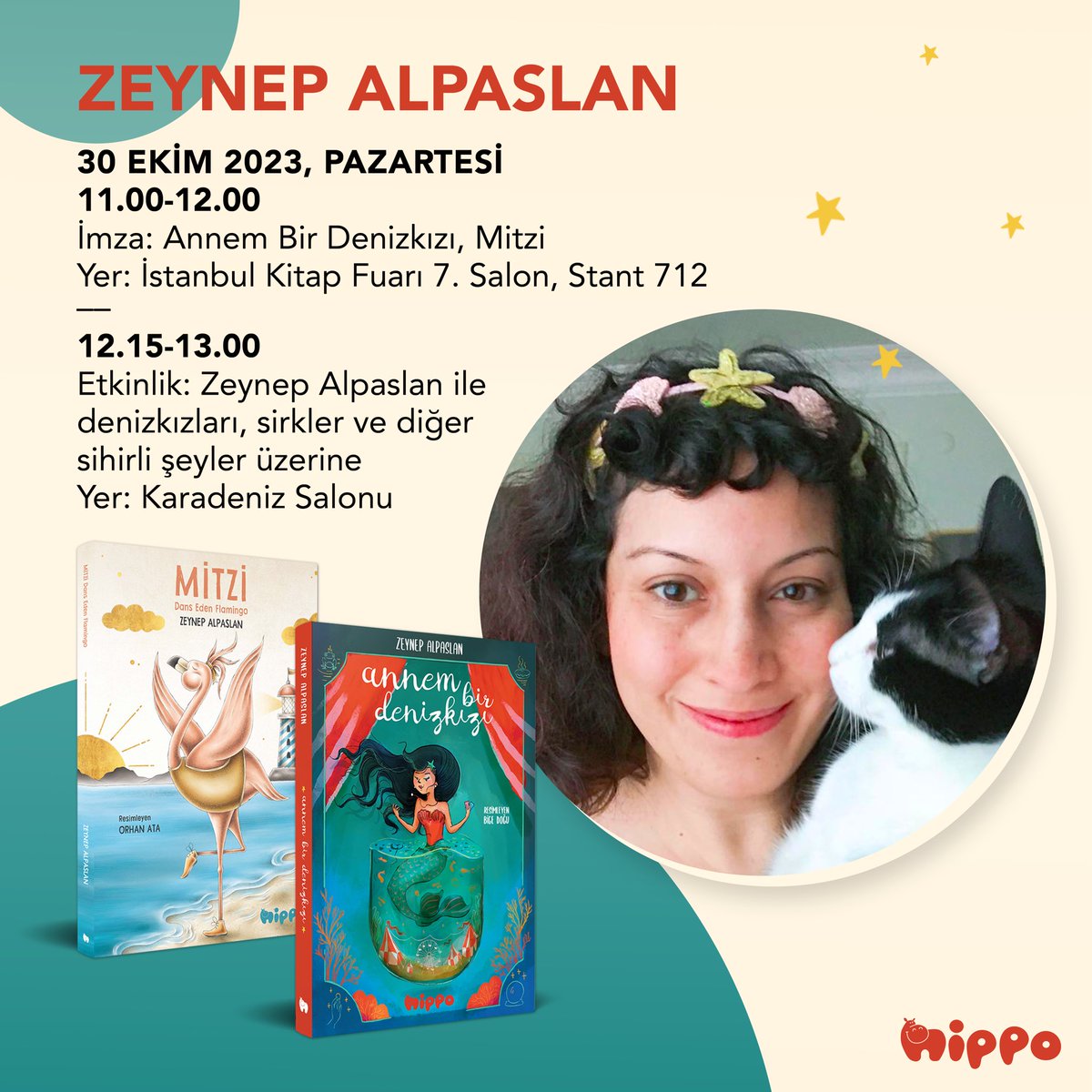 HippoKitap's tweet photo. Zeynep Alpaslan, 30 Ekim Pazartesi günü saat 11.00’de kitaplarını Aras Yayıncılık’ın 7. salon, 712 numaralı standında imzalıyor, aynı gün saat 12.15’te de minik okurlarıyla Karadeniz Salonu’nda buluşuyor!
#İstanbulKitapFuarı #kitap #imza #hippokitap https://t.co/DBl1IPfVTD