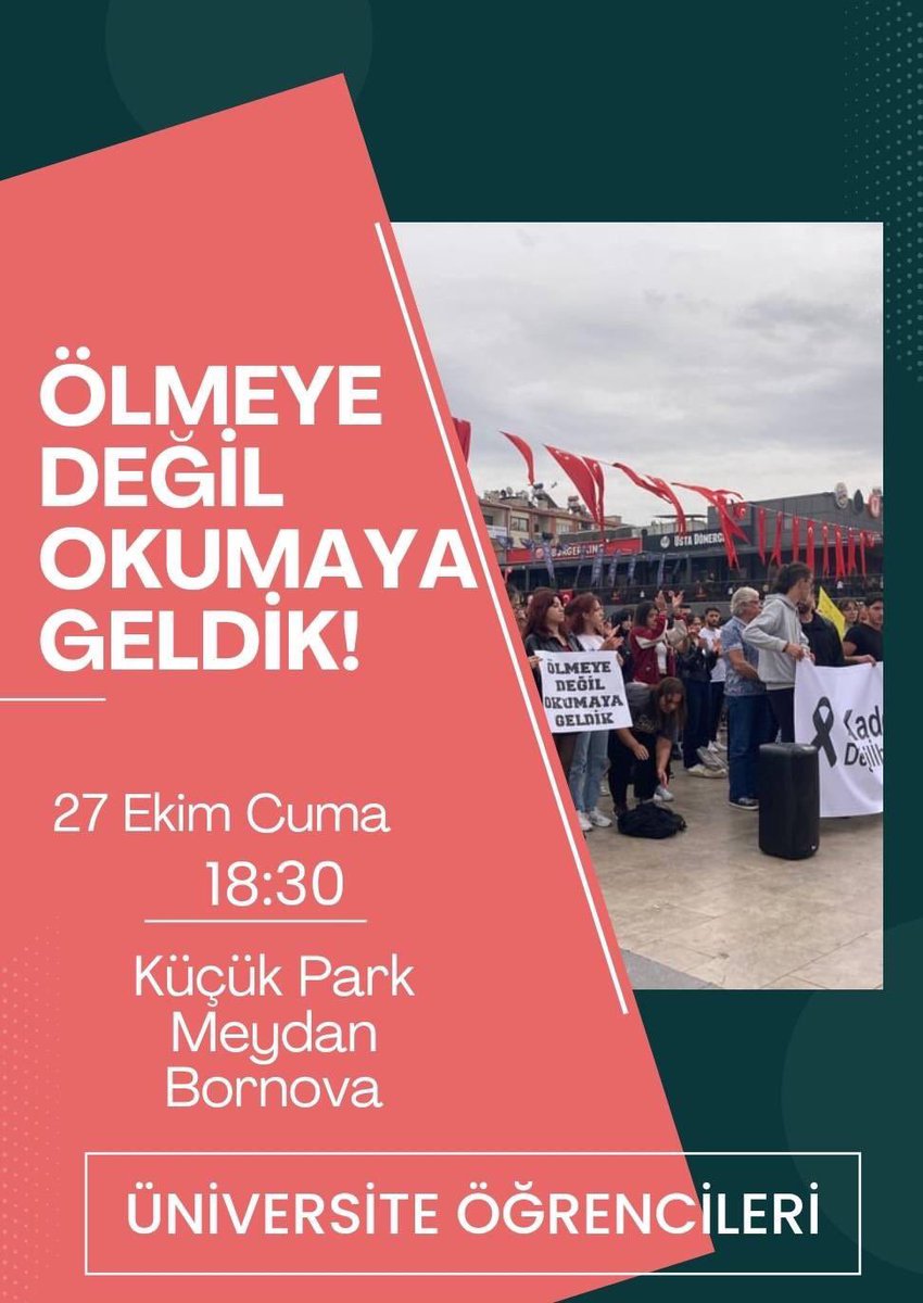 Aydın Işıklı KYK yurdunda ihmâlkarlık sebebiyle gerçekleşen asansör kazası en az 1 sıra arkadaşımızın ölümüne sebep oldu. Bu katliama ve öğrencilere güvenli, nitelikli yaşam alanları  sağlanmamasına tepki göstermek için bugün 18.30’da Bornova Küçükpark Meydan’da toplanıyoruz.