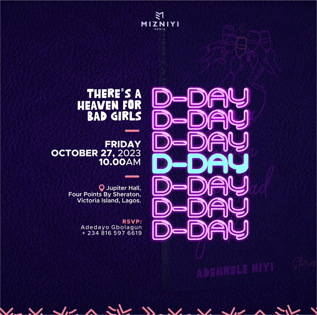 MizNiyi's tweet photo. It's Finally Here! 💃

Join us for the grand public launch of "There's A Heaven For Bad Girls" hosted by the incredible Olisa Adibua (@olisaadibua ) and the amazing Adeboyin (@amazingadeboyin )

Are you ready for the big reveal? See you soon! 😉 https://t.co/IWAHqjtkhA