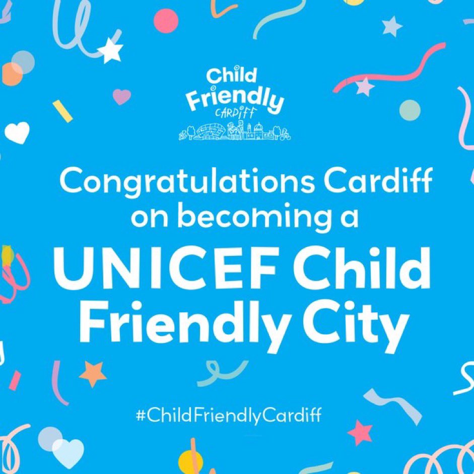 Fantastic to hear that Cardiff has been recognised as the 1st UNICEF Child Friendly City in the UK! 

An amazing team effort across the capital 🎊👏

🧒🧒🏿🧒🏻🧒🏾🧒🏼🧒🏽

#ChildFriendlyCDF
#ChildFriendlyCities