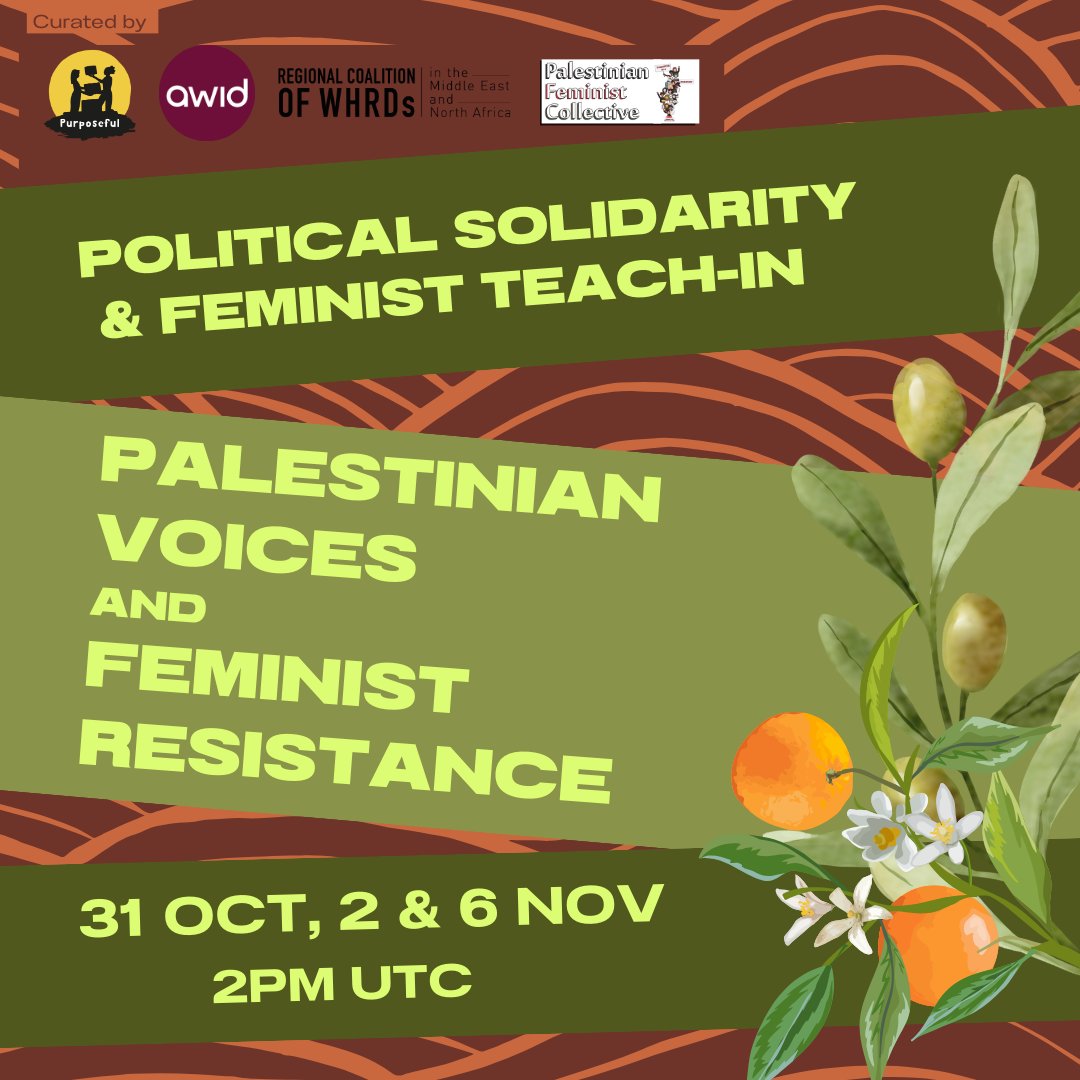 Now more than ever we need to hear from Palestinian feminists. Join for 3 urgent dialogues next week to learn more about the current moment, how we got here &amp; what it looks like to show up in active solidarity.

Sign up for 1 or all &amp; spread the word.

📅 bit.ly/498Rkz6