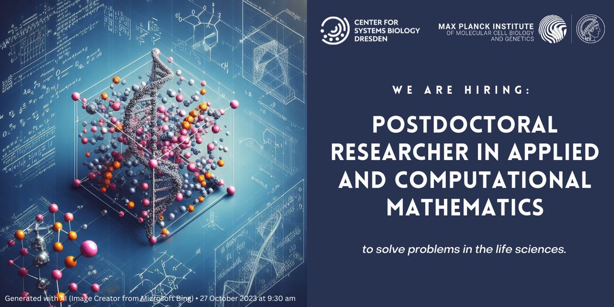 We are looking for a Postdoctoral Researcher in Applied and Computational Mathematics to develop mathematics with the view to solve open problems in the life sciences. We are looking forward to your application: mpi-cbg.de/join-us/open-p…