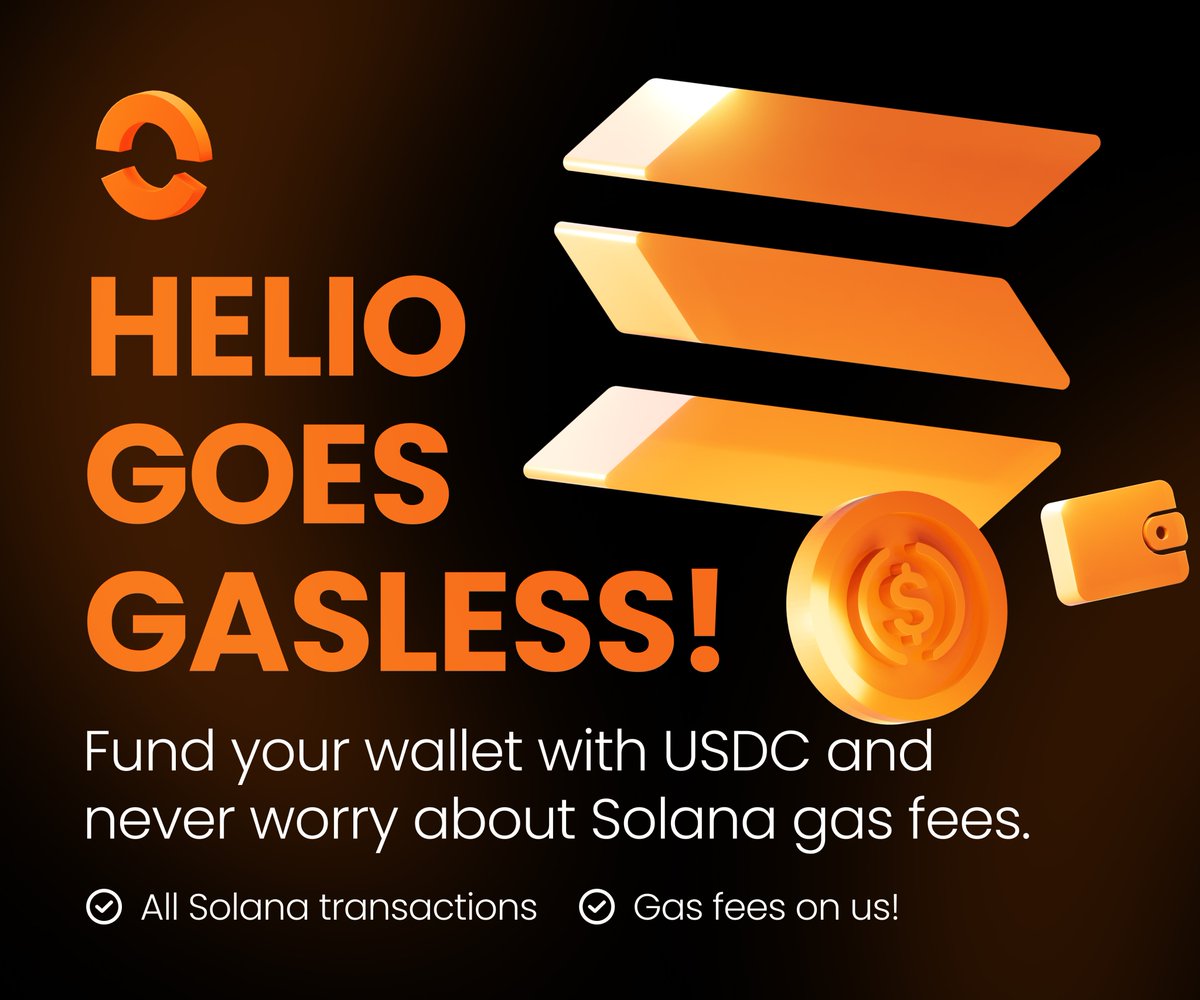 Exciting news from #Helio! 🚀  

ALL Solana transactions are now GASLESS! 

That's right, we've got the gas fees covered for you. Fund your wallet with USDC and never worry about Solana gas fees.  

Simple and frictionless⚡  

#Solana #Payments