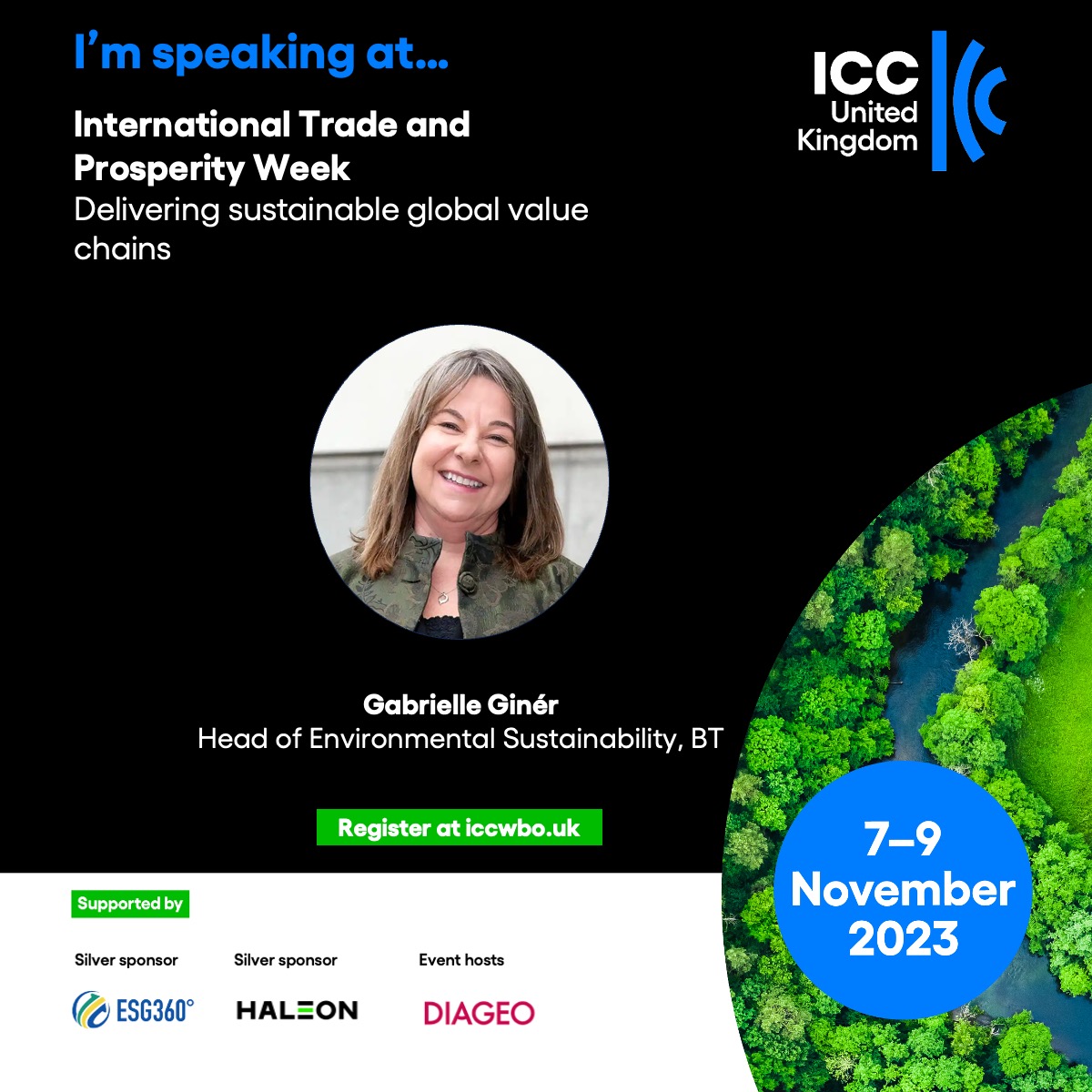 1 week to go until #ITPW2023 begins!

We are delighted that Gabrielle Ginér, Head of Environmental Sustainabilty, BT will be speaking on Day 2.

Don’t hesitate in booking your place: bit.ly/46LCptv

#WeAreICC #Trade #NetZero

@iccwbo