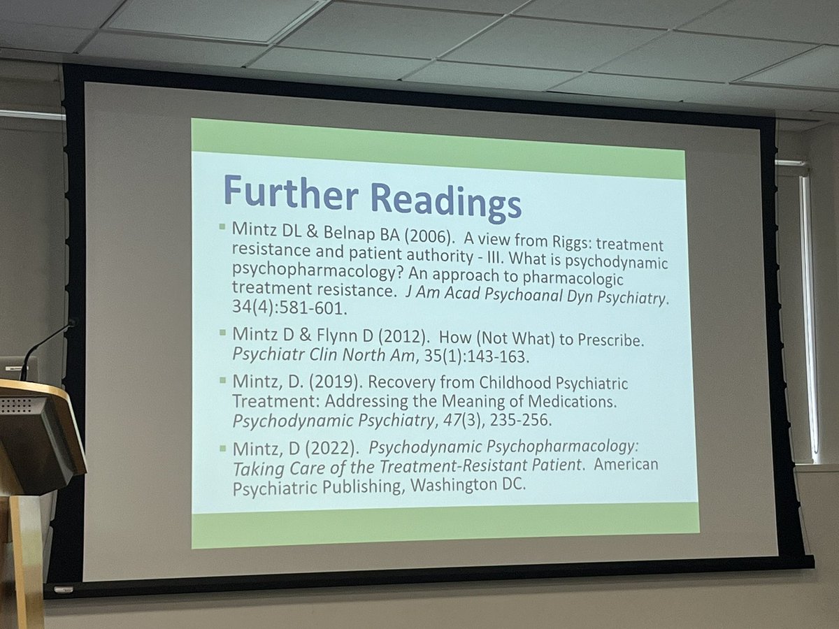 dr_l_evans's tweet photo. Really enjoying the day so far on psychodynamic prescribing! Great talks from David Mintz on the science and art of pharmacotherapy. #medpsychday2023 https://t.co/mtWlNEGix8