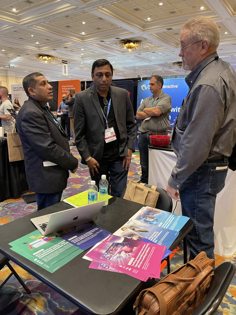 Impelsys's tweet image. 📸 Here's a behind-the-scenes glimpse of Swaroop Chandra, Bharat Bhosale, Darshan Parekh, and Chaitali Pal Chowdhury at #DevLearn2023, engaging with visitors and sharing our expertise on #AI and #GPT-enabled solutions, all aimed at elevating #LearnerEngagement.
#Impelsys #EdTech