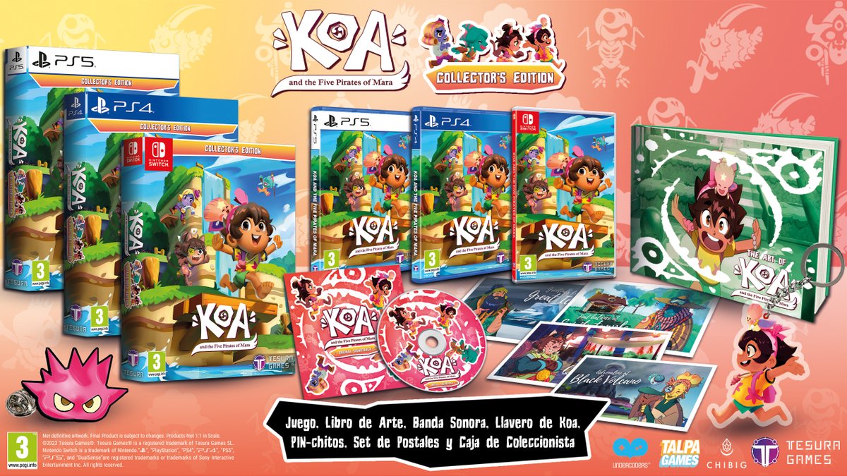 ☀️ Koa and the Five Pirates of Mara ya está disponible en formato físico para #PS4, #PS5 y #Switch en Edición Estándar y Coleccionista. ¡Explorar todo un precioso archipiélago de islas en este plataformas 3D junto a Koa y Napopo! 👧🐚