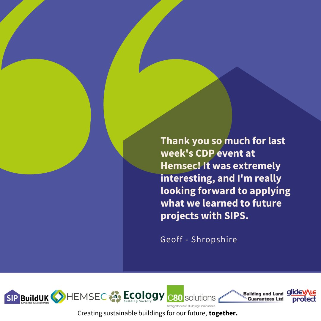It's always great to hear back from delegates because this means that they are putting knowledge into practice.
"Curious about SIPs" CPD &amp; Factory Tour 2024 | BOOK NOW! loom.ly/Eh2h9Dk #AllAboutSIPs <a href="/Hemsec/">Daisy kinnin</a> @C80 Solutions  @Building and Land Guarantees Ltd