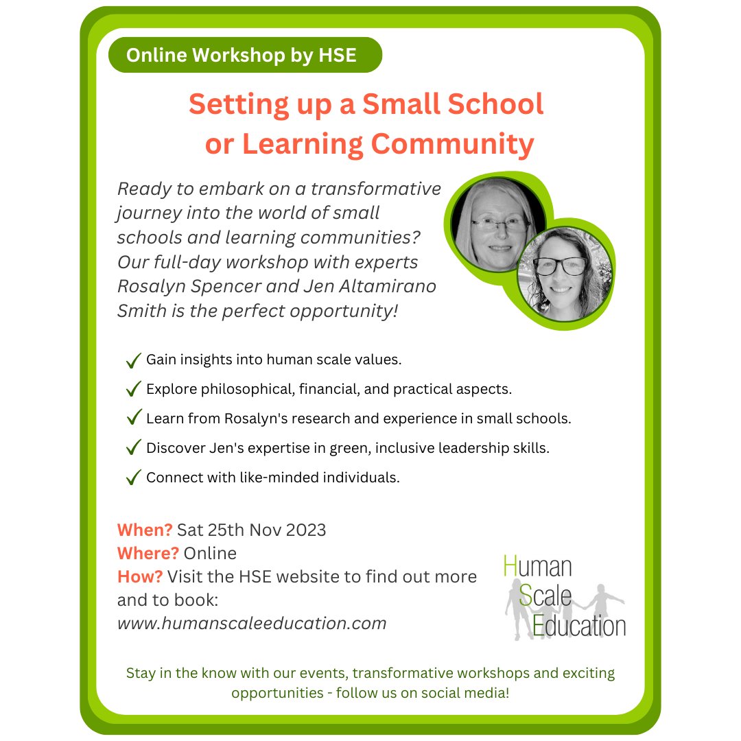 HumanScaleEdu's tweet photo. Please share this fantastic opportunity with parents and educators who are looking to make education more human scale 💚 https://t.co/4kSerEUSOy